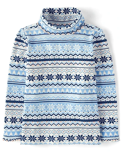 Col roulé à motif flocons de neige pour filles