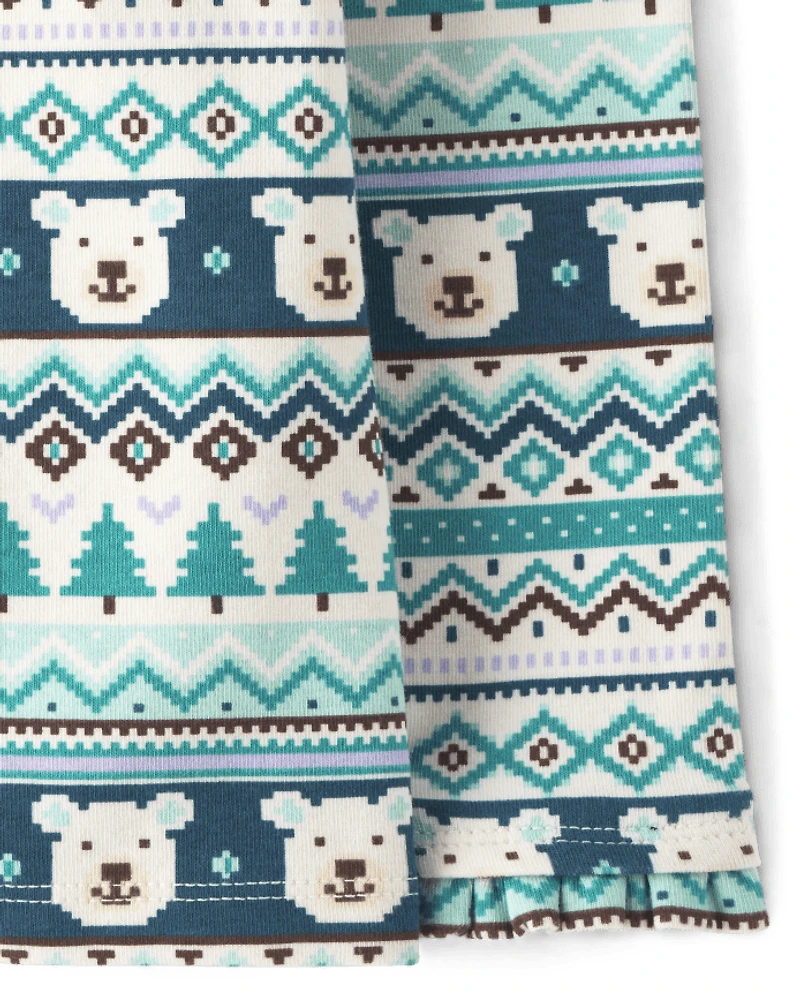Pull col roulé Fair Isle Ours Polaire pour fille - Aventure Nordique