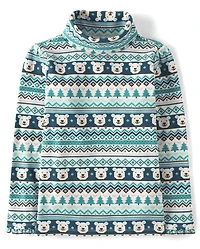 Pull col roulé Fair Isle Ours Polaire pour fille - Aventure Nordique