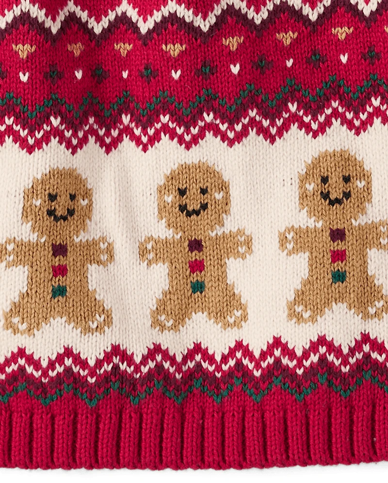 Jupe-pull à motif pain d'épice intarsia pour fille - Holiday Express