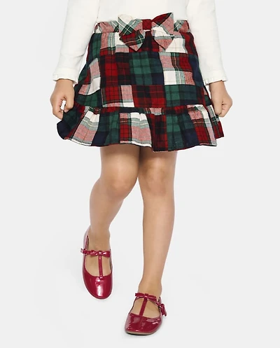 Jupe-short en flanelle à carreaux pour filles - Chalet de Noël