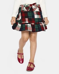 Jupe-short en flanelle à carreaux pour filles - Chalet de Noël