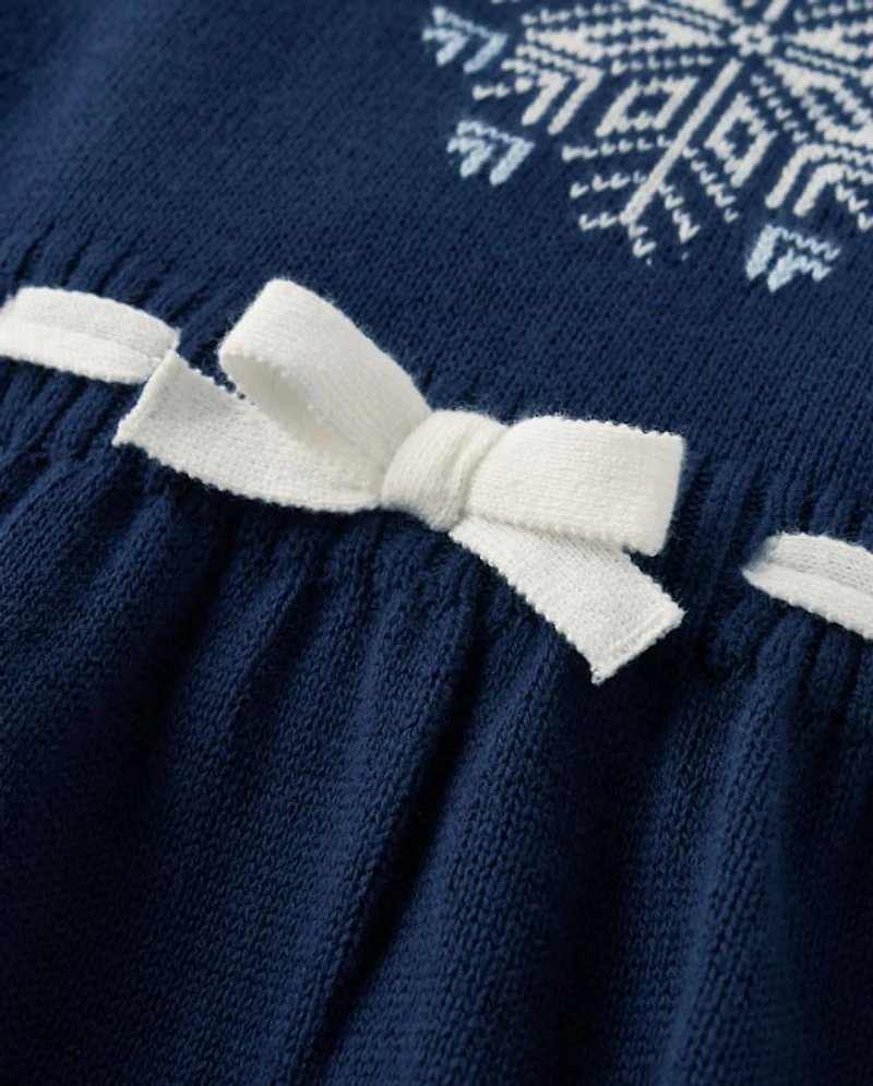 Girls Snowflake Fairisle Sweater Dress - Holiday Express