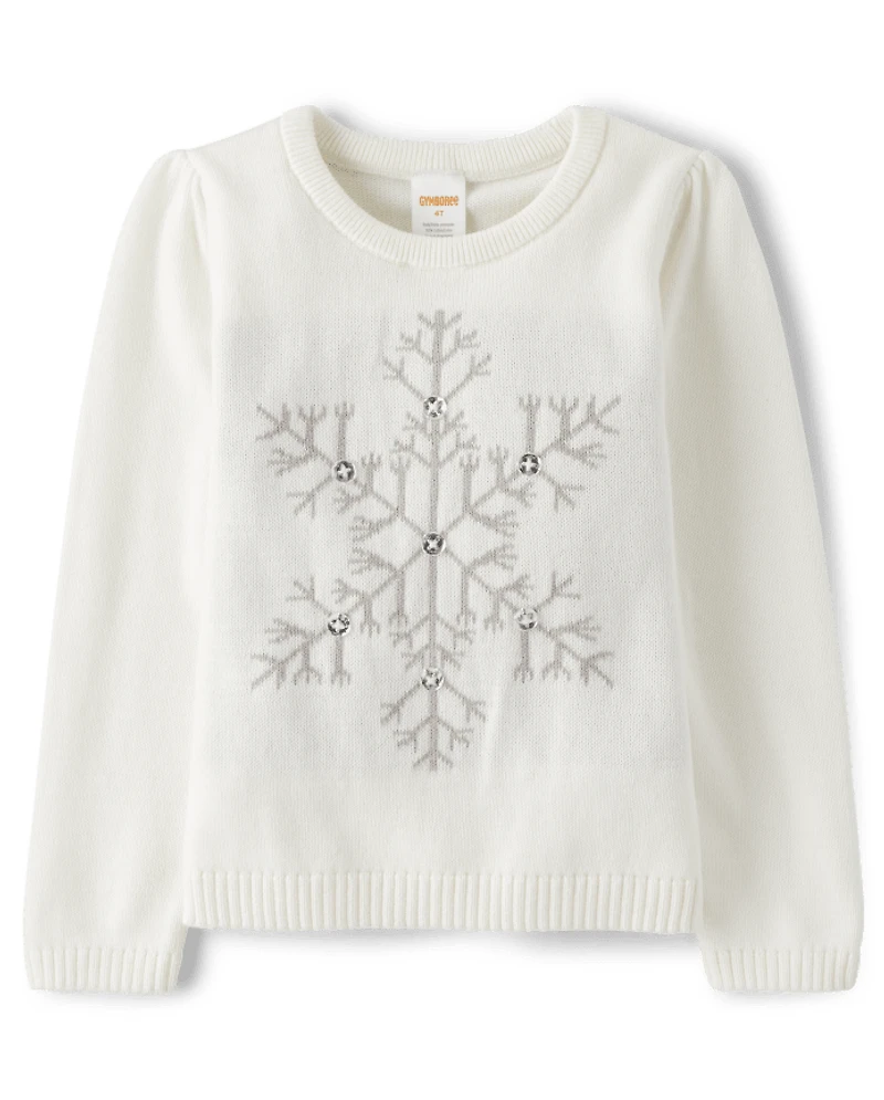 Pull brodé flocons de neige pour fille - Douce Nuit