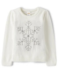 Pull brodé flocons de neige pour fille - Douce Nuit