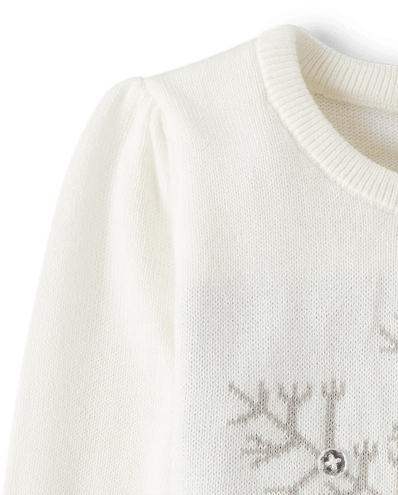 Pull brodé flocons de neige pour fille - Douce Nuit