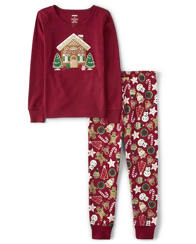 Pyjama en coton ajusté motif pain d'épice pour filles
