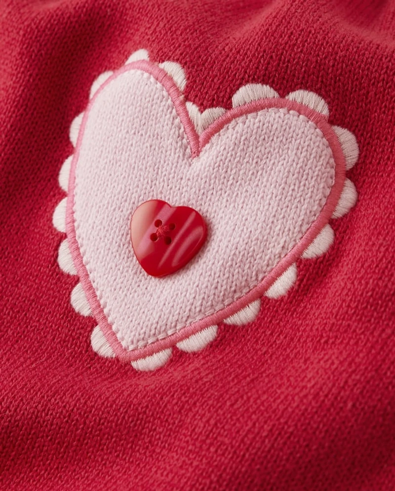 Robe pull à cœurs contrastés pour filles - Mini Saint-Valentin