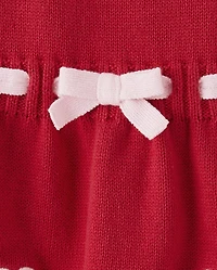 Girls Contrast Heart Sweater Dress - Mini Valentine