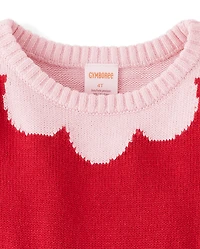 Girls Contrast Heart Sweater Dress - Mini Valentine
