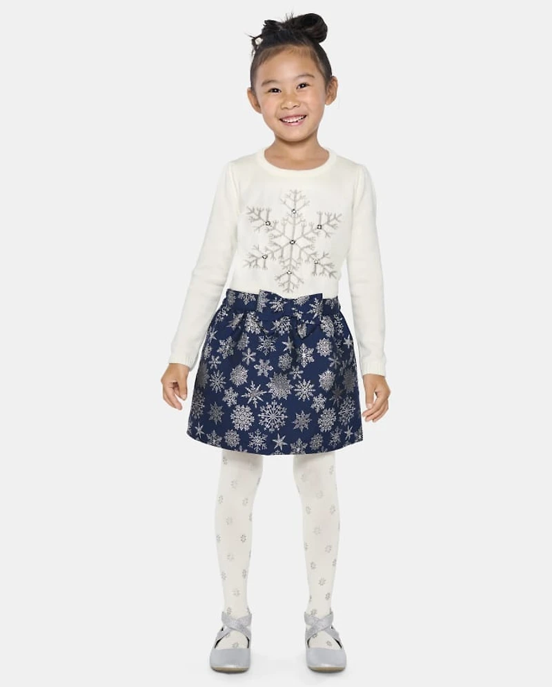 Girls Snowflake Skirt - Silent Night