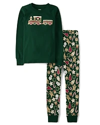 Boys Gingerbread Snug Fit Cotton Pajamas