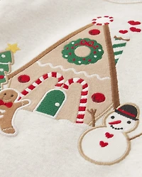 Girls Embroidered Gingerbread House Top - Christmas Cabin