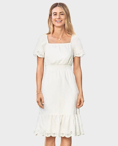 Womens Mommy And Me Eyelet Linen-Blend Tiered Dress