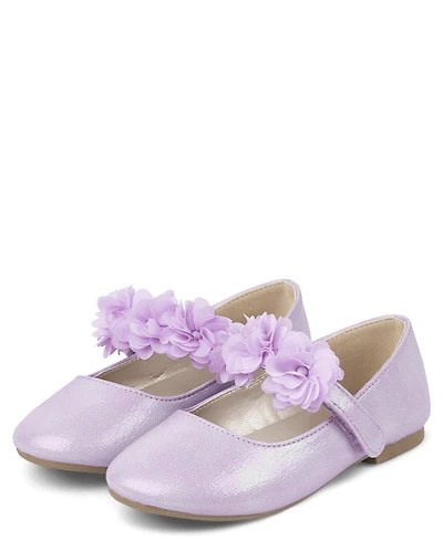 Girls Floral Ballet Flats - Lavender Fields