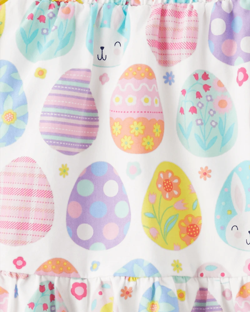 Jupe-short à volants en popeline couleur œuf de Pâques pour filles - Fêtes printemps