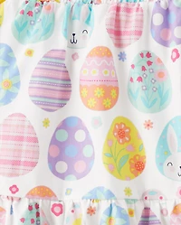 Jupe-short à volants en popeline couleur œuf de Pâques pour filles - Fêtes printemps