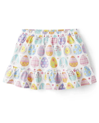 Jupe-short à volants en popeline couleur œuf de Pâques pour filles - Fêtes printemps