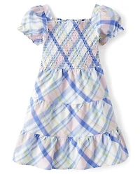 Robes à volants en popeline carreaux assorties pour filles - Fêtes de printemps