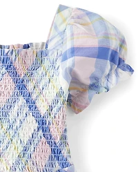 Robes à volants en popeline carreaux assorties pour filles - Fêtes de printemps