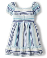 Girls Striped Tiered Dress - Bon Voyage