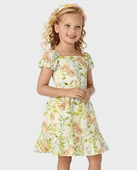 Girls Floral Ruffle Dress - Prairie Fields