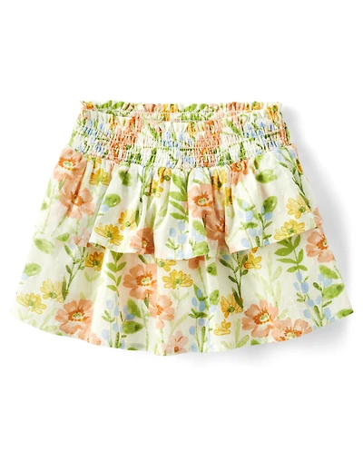 Girls Floral Tiered Skirt - Prairie Fields