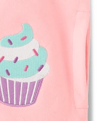 Girls Embroidered Cupcake Fleece Zip Up Hoodie - Birthday Boutique