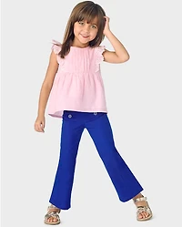 Girls Eyelet Linen-Blend Top