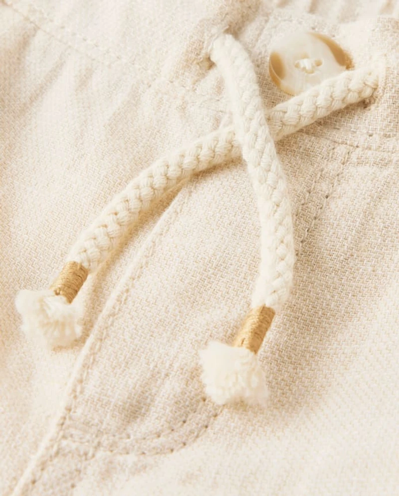 Kids Roll Cuff Linen-Blend Pull On Pants