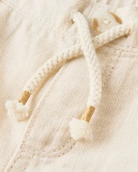 Kids Roll Cuff Linen-Blend Pull On Pants