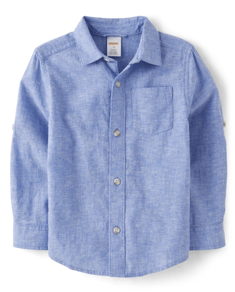 Chemise boutonnée en lin mélangé pour enfants