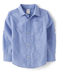 Chemise boutonnée en lin mélangé pour enfants