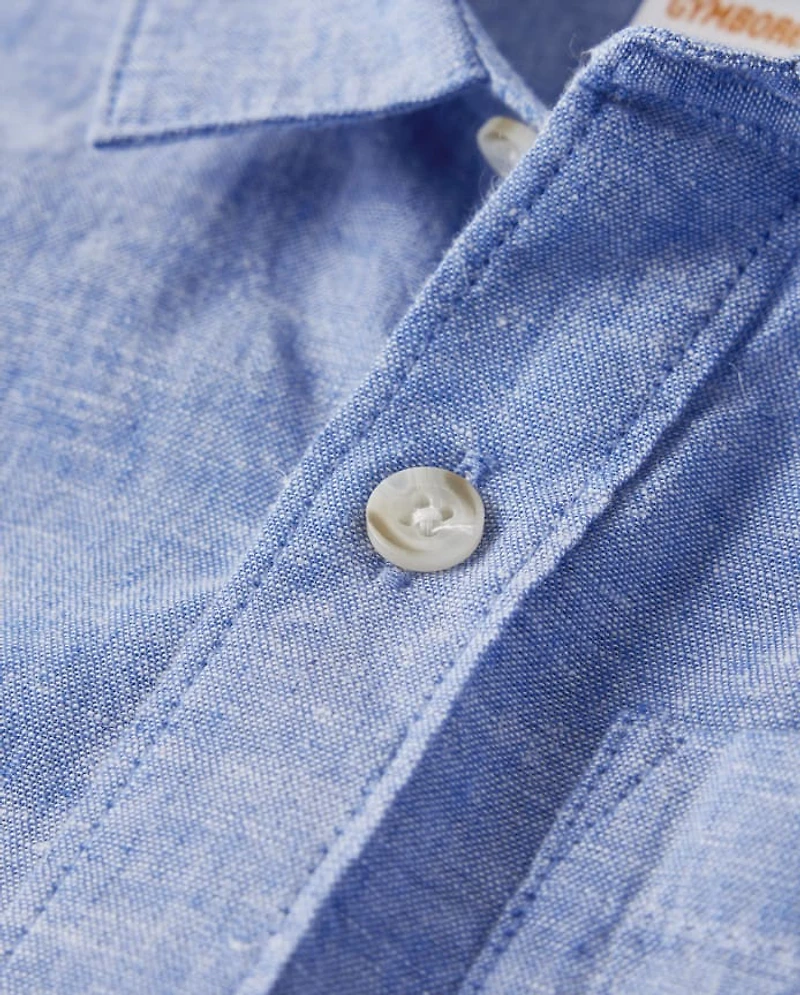 Kids Linen-Blend Button Up Shirt