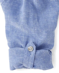 Chemise boutonnée en lin mélangé pour enfants