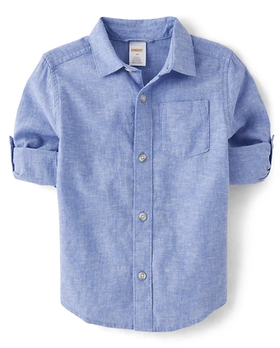 Chemise boutonnée en lin mélangé pour enfants