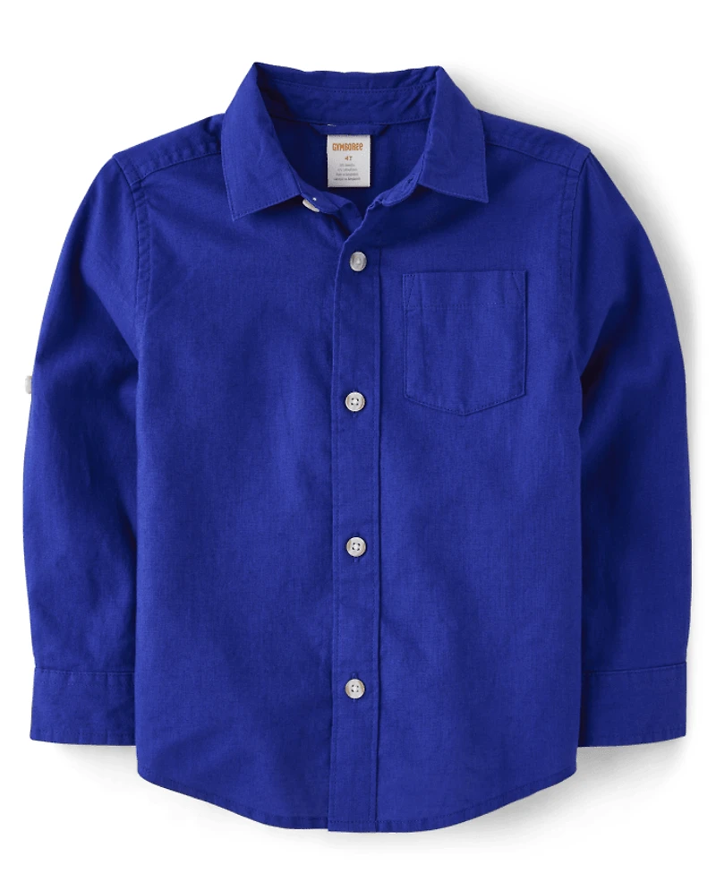 Kids Dad And Me Linen-Blend Button Up Shirt