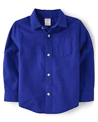 Kids Dad And Me Linen-Blend Button Up Shirt
