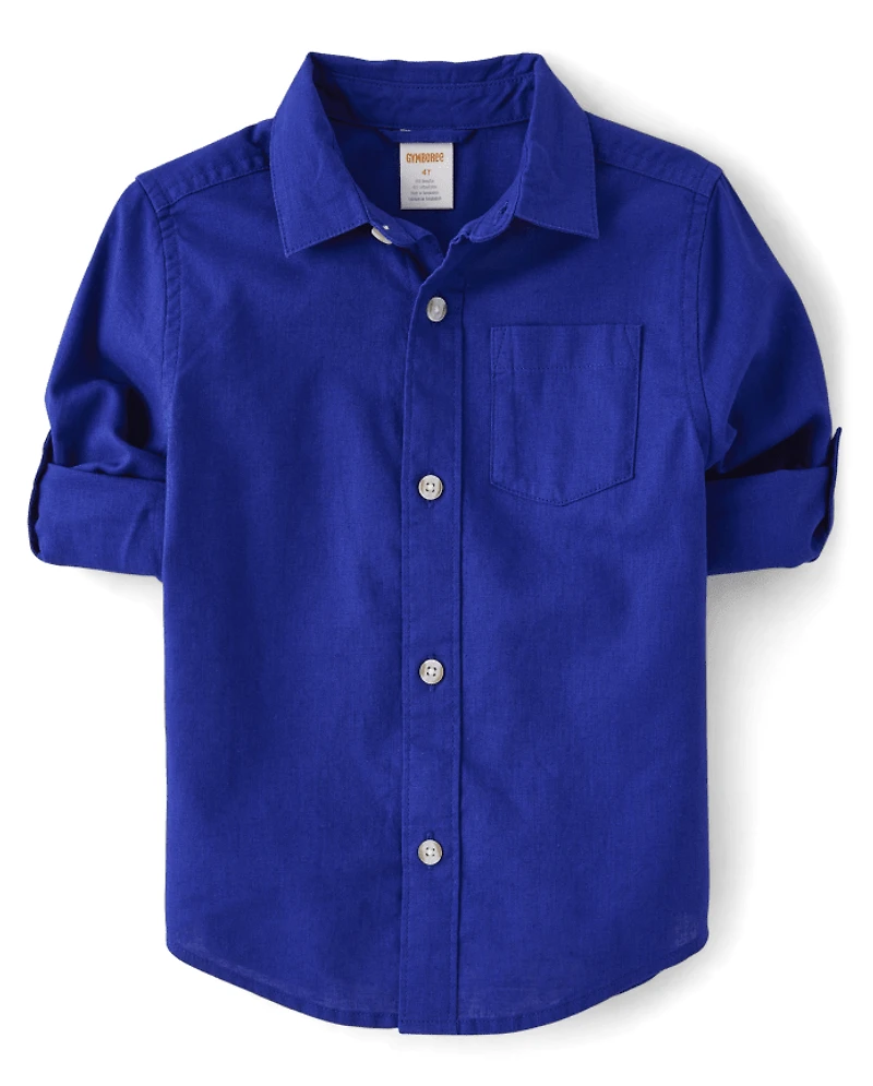 Chemise boutonnée en lin mélangé pour enfants, papa et moi