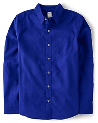 Chemise boutonnée en lin mélangé Papa et Moi pour homme