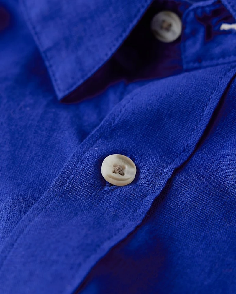 Mens Dad And Me Linen-Blend Button Up Shirt