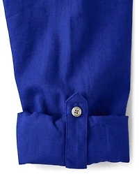 Chemise boutonnée en lin mélangé Papa et Moi pour homme