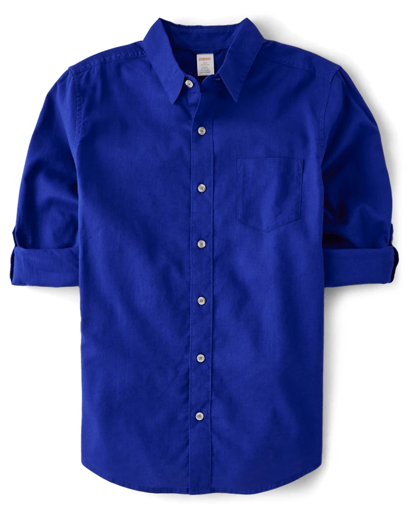 Mens Dad And Me Linen-Blend Button Up Shirt