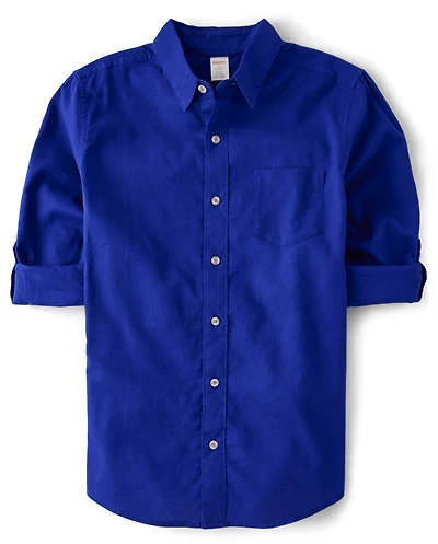 Mens Dad And Me Linen-Blend Button Up Shirt