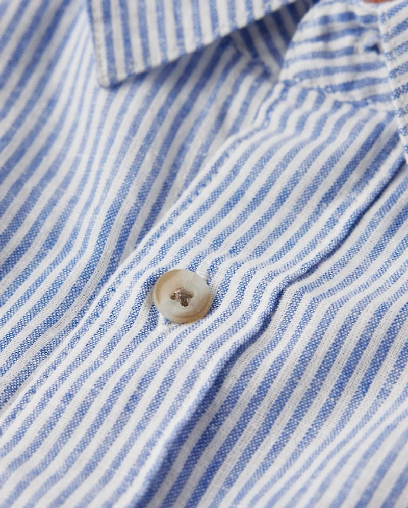 Chemise boutonnée rayée en lin mélangé « Papa et moi » pour homme