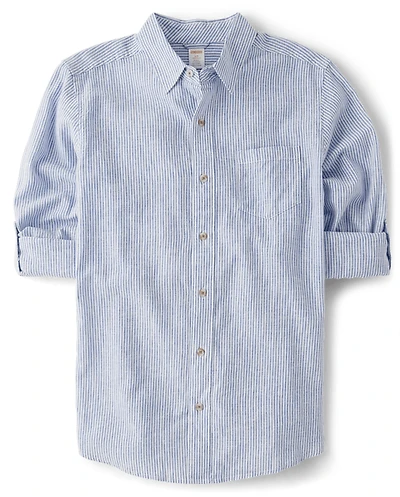 Chemise boutonnée rayée en lin mélangé « Papa et moi » pour homme
