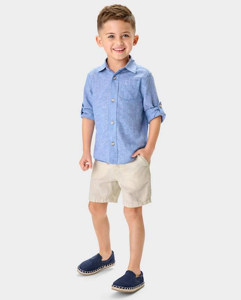 Kids Linen-Blend Pull On Shorts