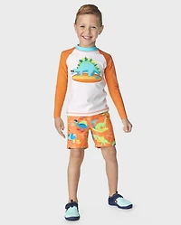 Boys Embroidered Dino Rashguard - Splish-Splash