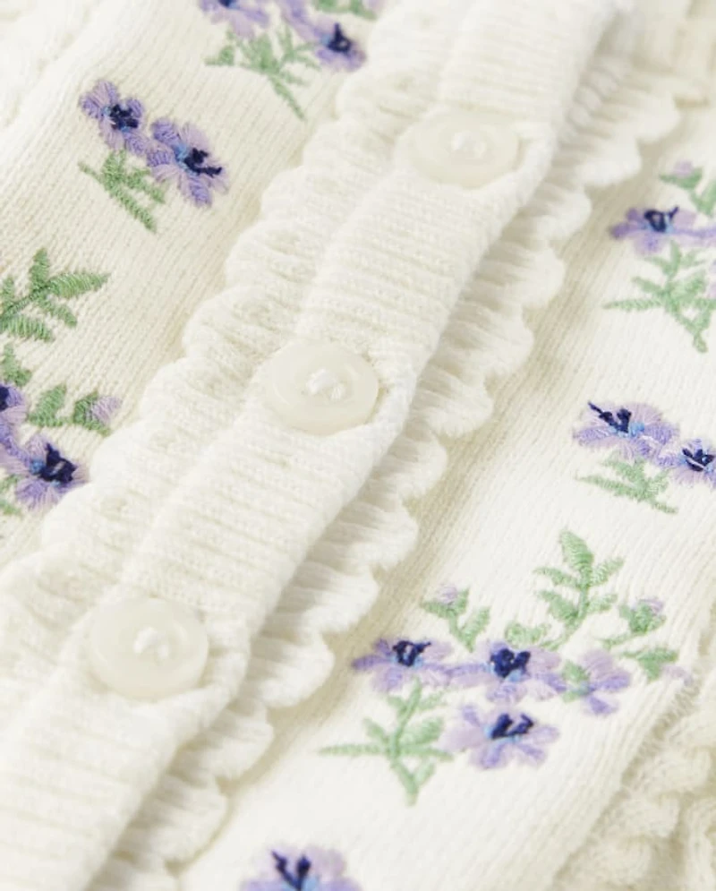 Baby Girls Floral Cable Knit Sweater Cardigan - Homegrown by Gymboree