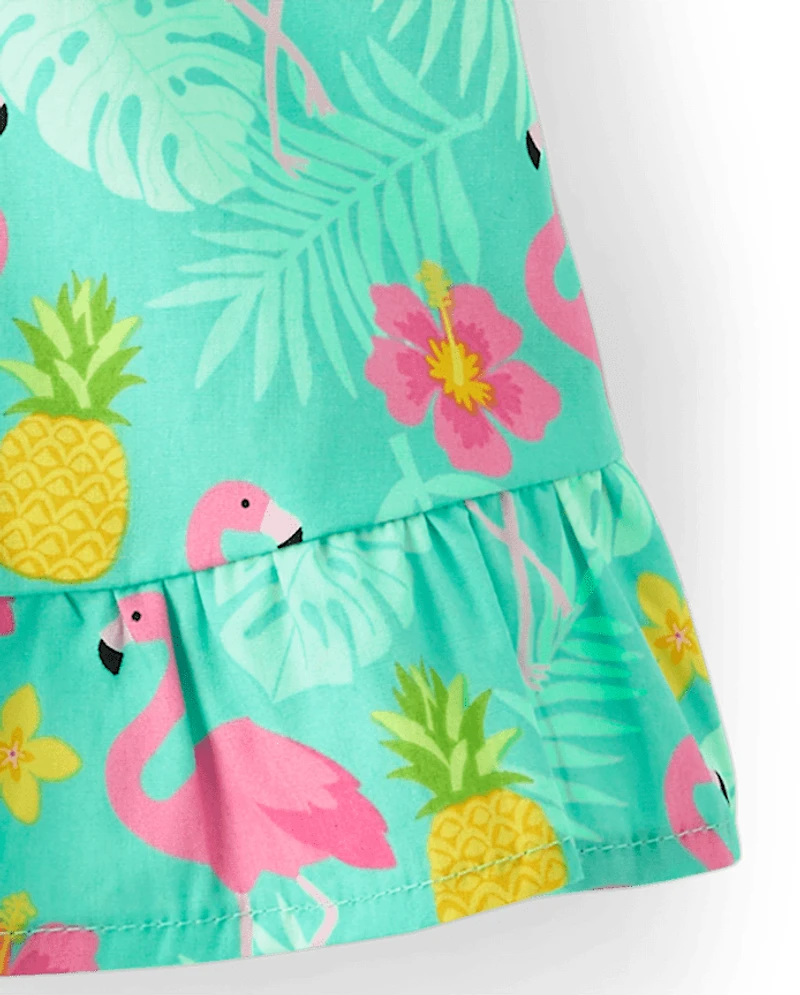 Girls Flamingo Smocked Skort - Seaside Palms